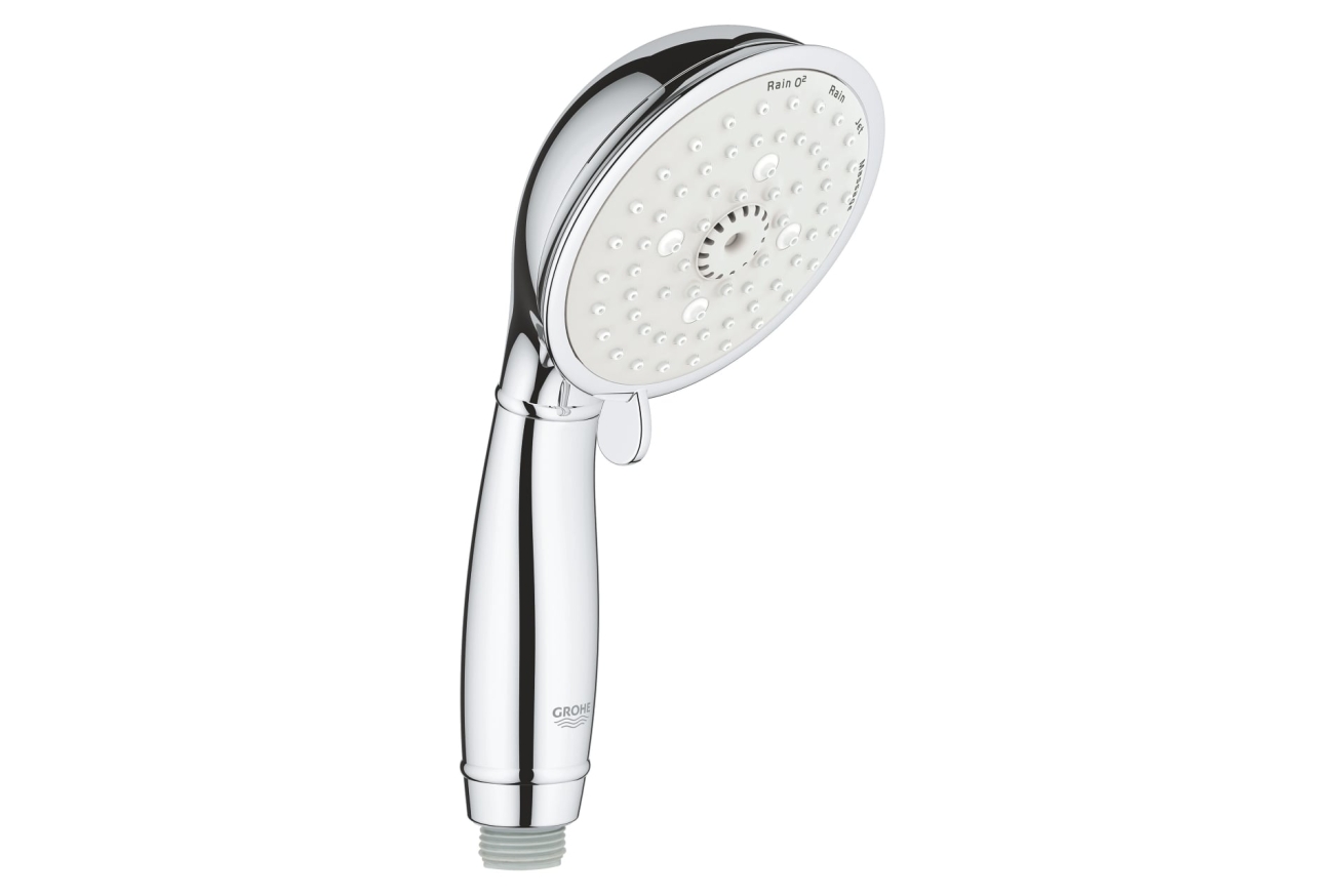 Душевой гарнитур GROHE Tempesta Rustic 100 с мыльницей, 4 режима струи, душевая штанга 600 мм, 9,5 л/мин, хром (26086001)