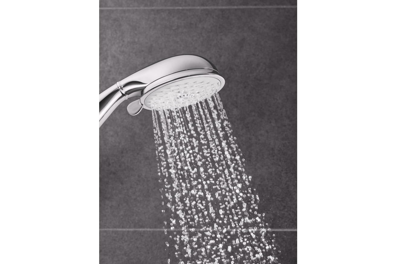 Душевой гарнитур GROHE Tempesta Rustic 100 с мыльницей, 4 режима струи, душевая штанга 600 мм, 9,5 л/мин, хром (26086001)