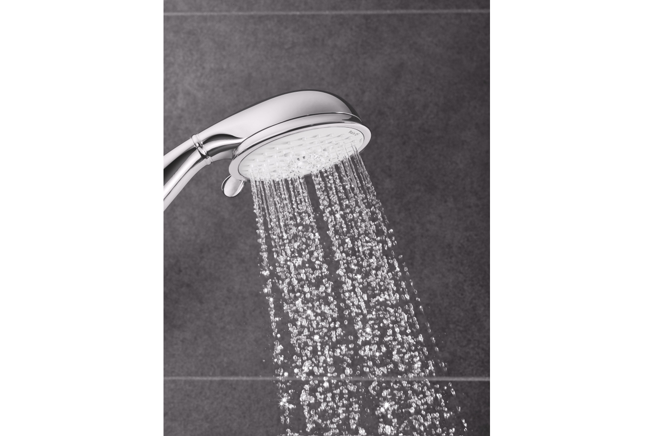 Душевой гарнитур GROHE Tempesta Rustic 100 с мыльницей, 4 режима струи, душевая штанга 600 мм, 9,5 л/мин, хром (26086001)