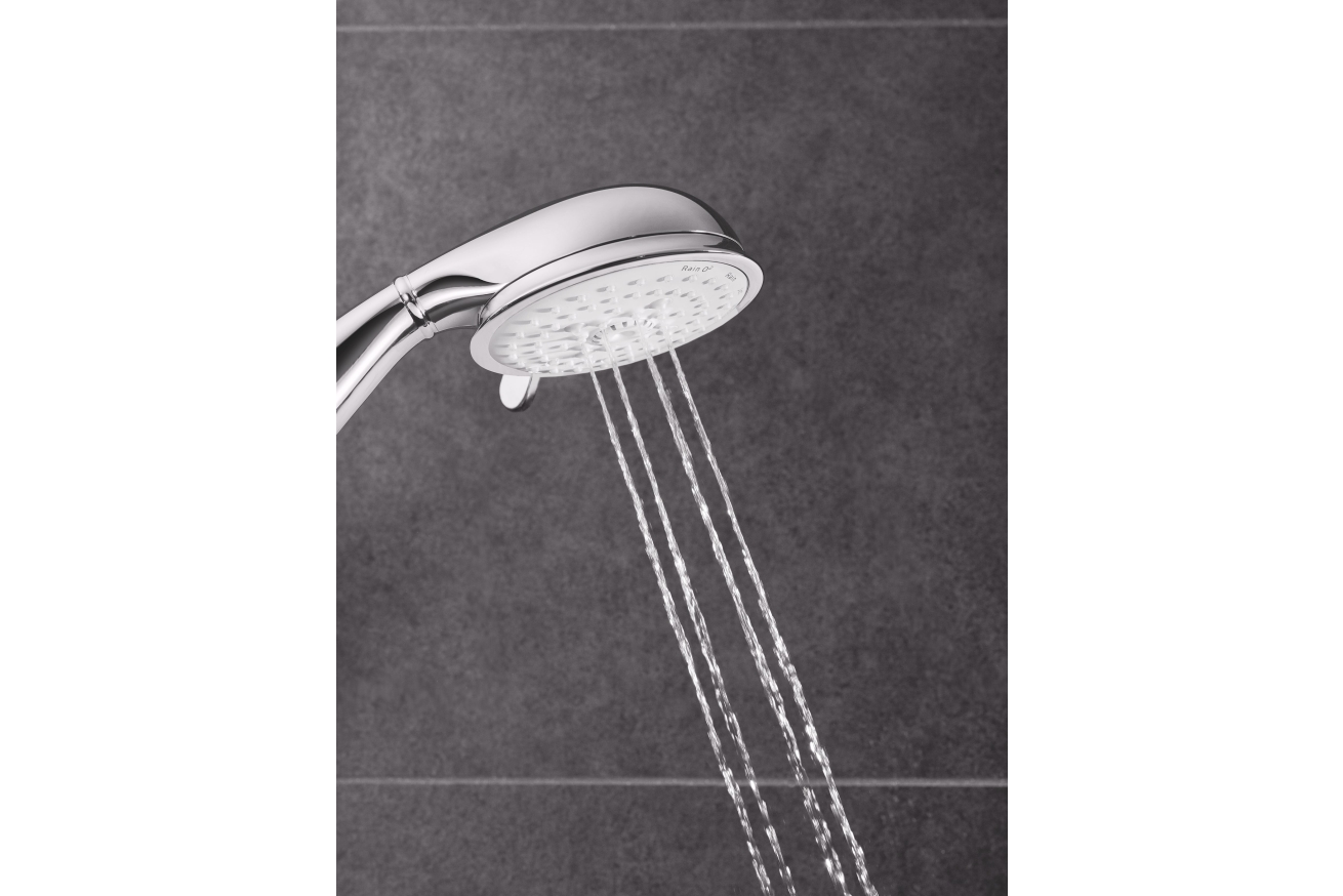 Душевой гарнитур GROHE Tempesta Rustic 100 с мыльницей, 4 режима струи, душевая штанга 600 мм, 9,5 л/мин, хром (26086001)