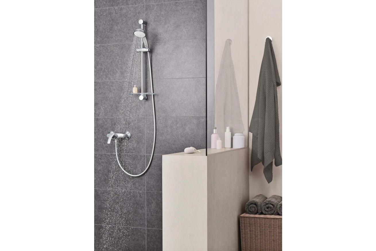 Душевой гарнитур GROHE Tempesta Rustic 100 с мыльницей, 4 режима струи, душевая штанга 600 мм, 9,5 л/мин, хром (26086001)
