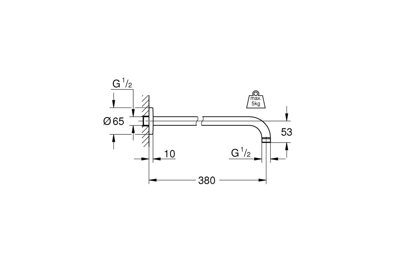 Душевой кронштейн GROHE Rainshower 380 мм, хром (28361000)