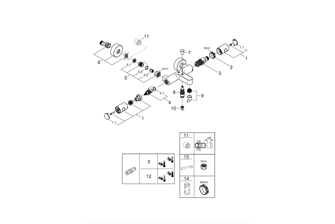 Термостат для ванны GROHE Grohtherm 800 Cosmopolitan, хром (34766000)