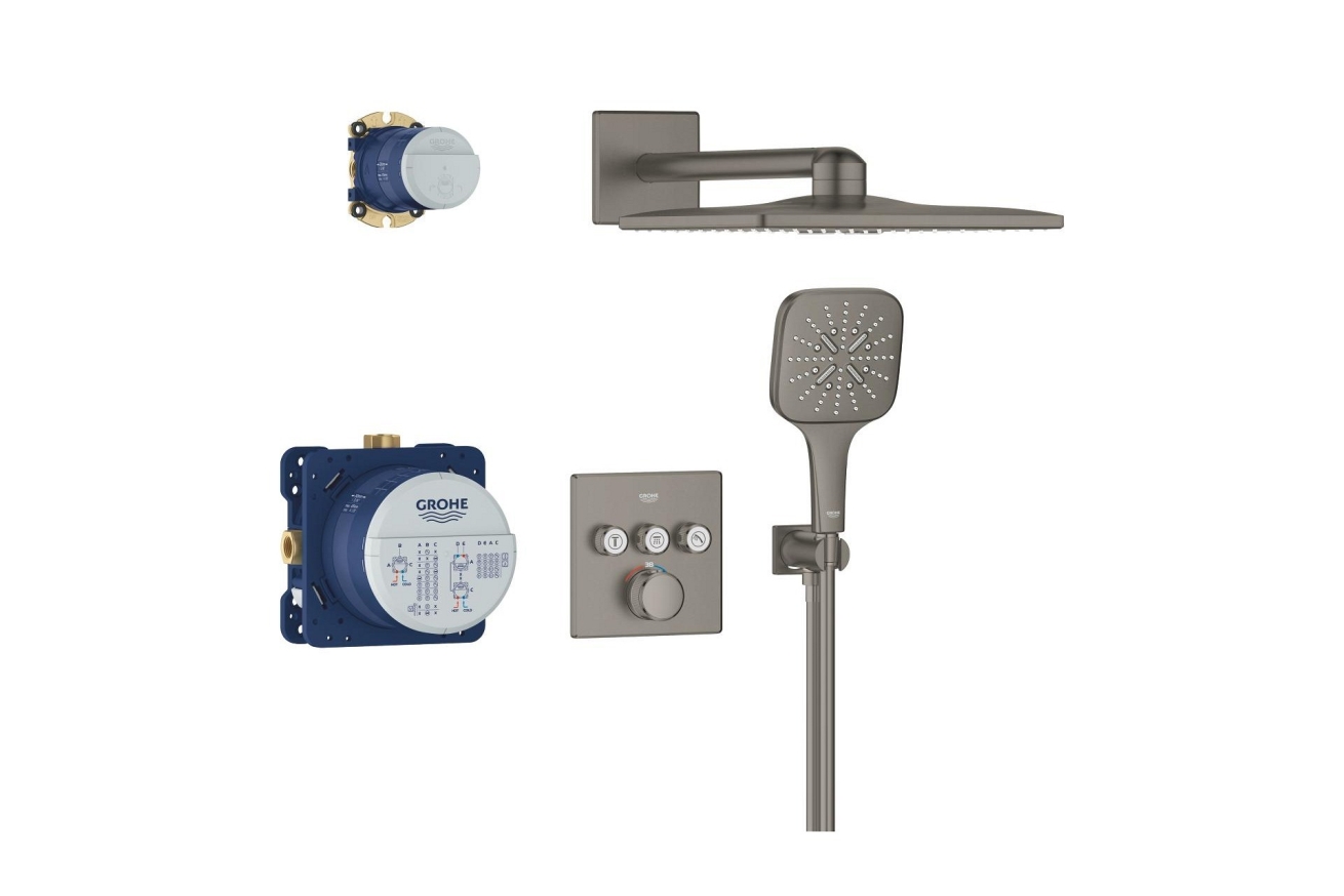 Душевая система GROHE Grohtherm SmartControl с термостатом для душа, темный графит матовый (34864AL0)