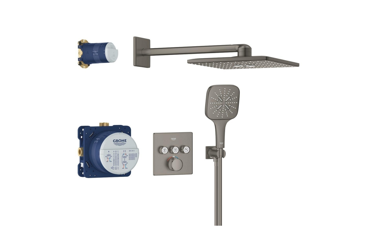 Душевая система GROHE Grohtherm SmartControl с термостатом для душа, темный графит матовый (34864AL0)