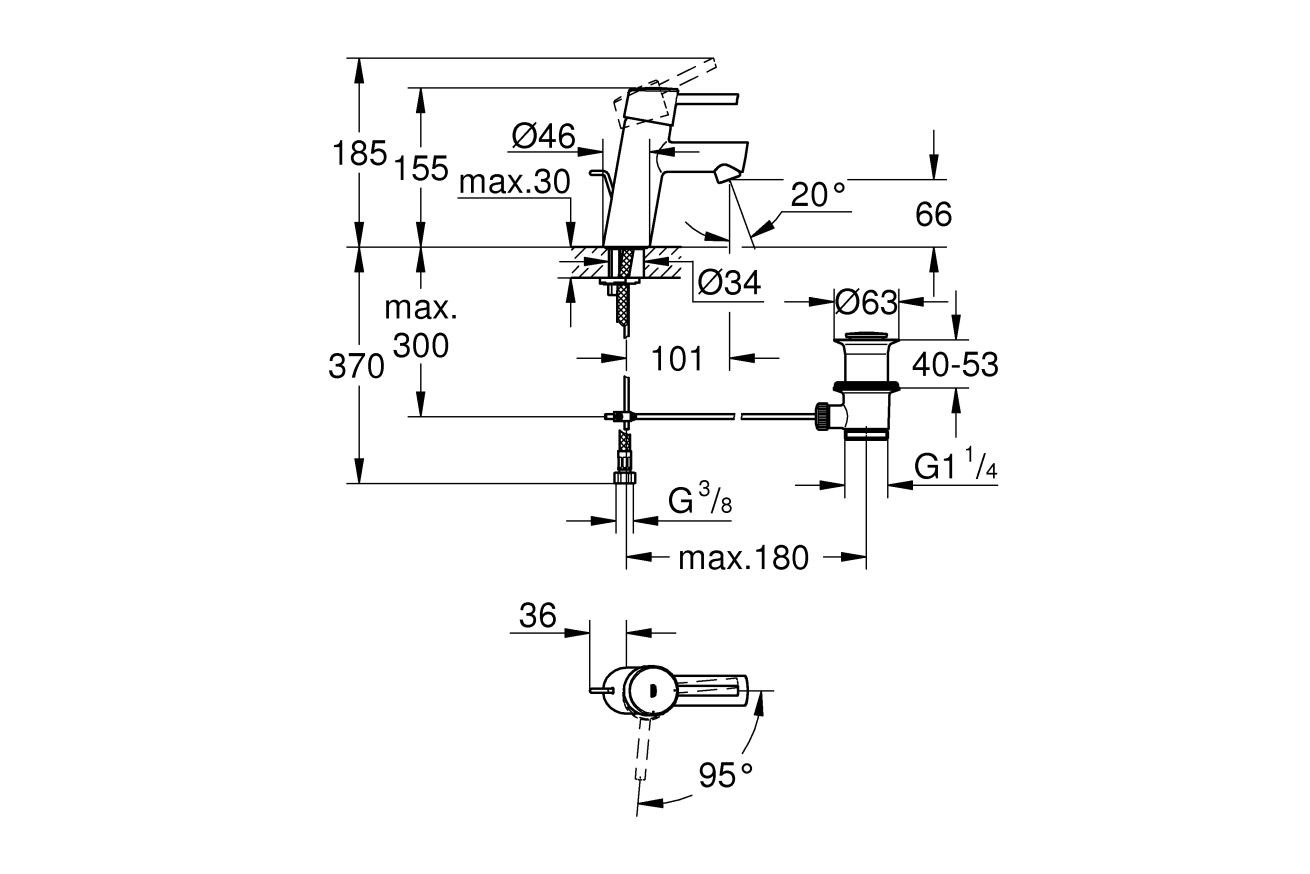 Смеситель для раковины GROHE Concetto, хром (2338010E)