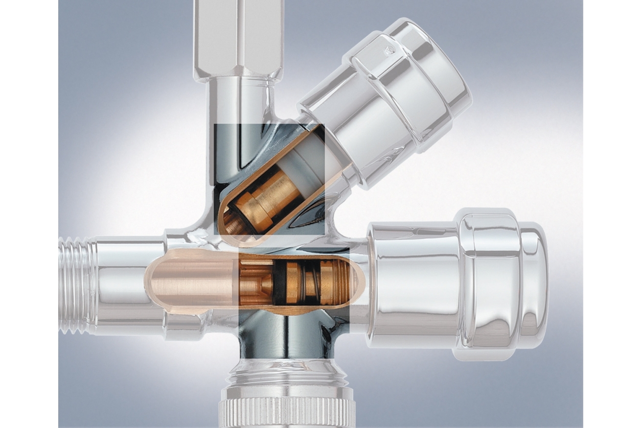 Вентиль угловой GROHE комбинированный 1/2″-3/8″ для подключения смесителей, хром (41073000)