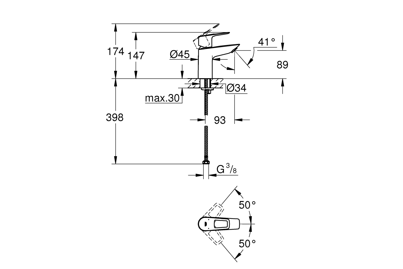 Смеситель для раковины GROHE BauLoop, S-size, хром (23337001)