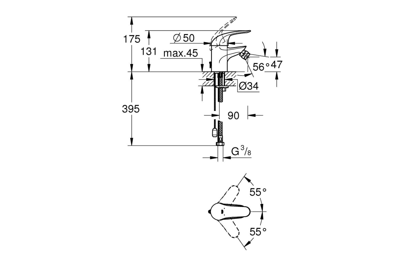 Смеситель для биде GROHE Euroeco, S-size, хром (32882000)