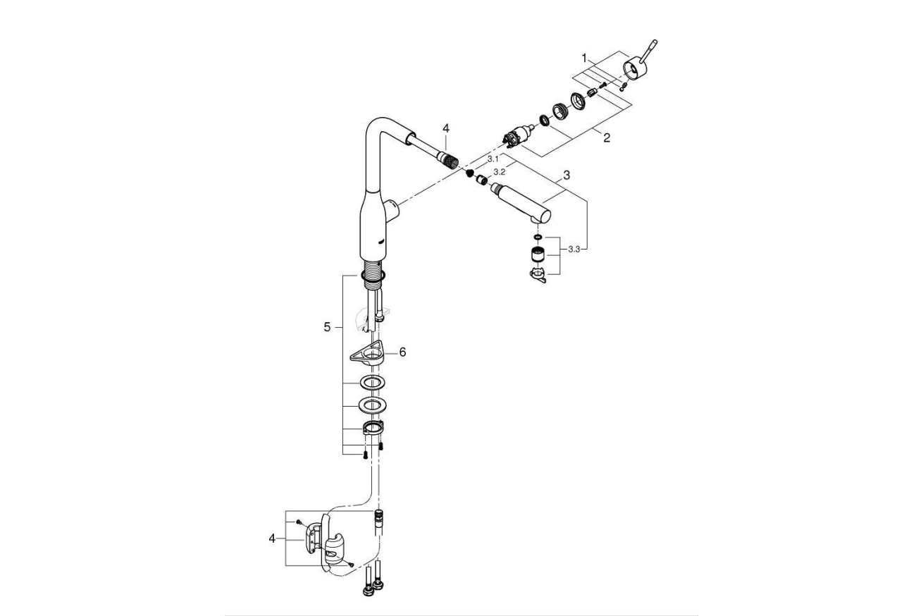Смеситель для кухни GROHE Essence с вытяжным изливом 2jet, холодный рассвет глянец (30504GL0)