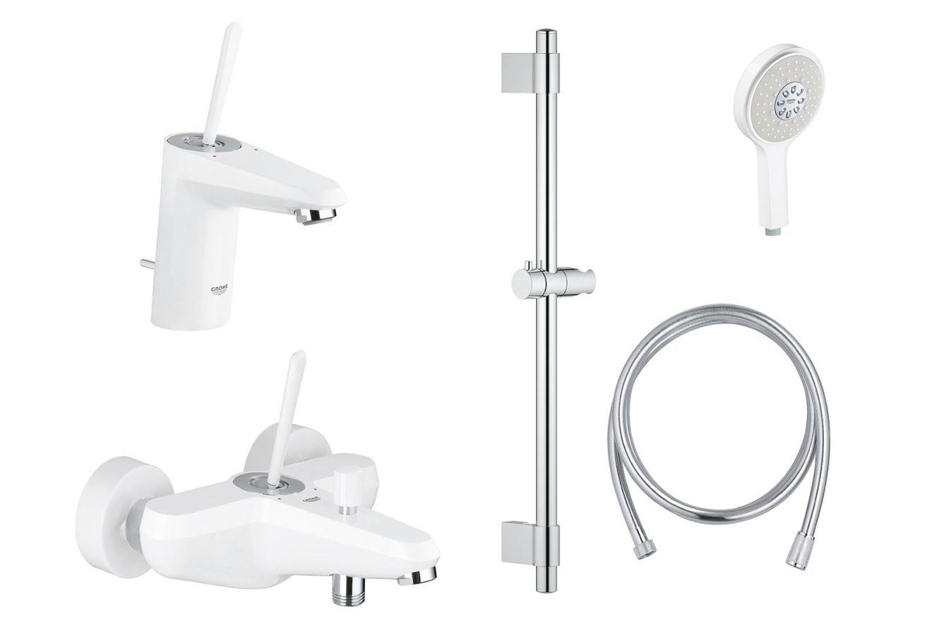Готовый комплект для ванной комнаты GROHE Eurodisc Joy, белая луна (NB0023)