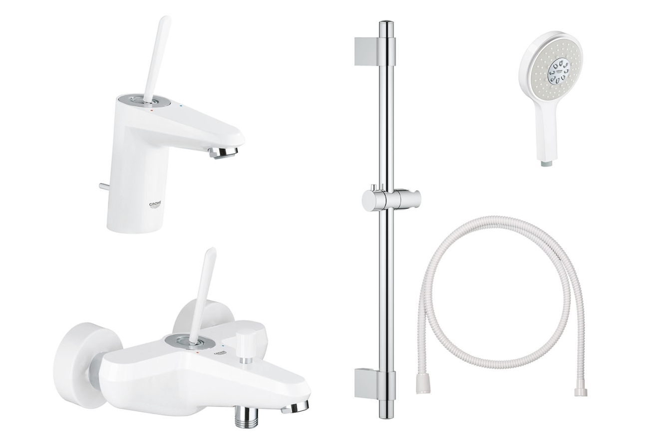 Готовый комплект для ванной комнаты GROHE Eurodisc Joy, белая луна (NB0023-1)
