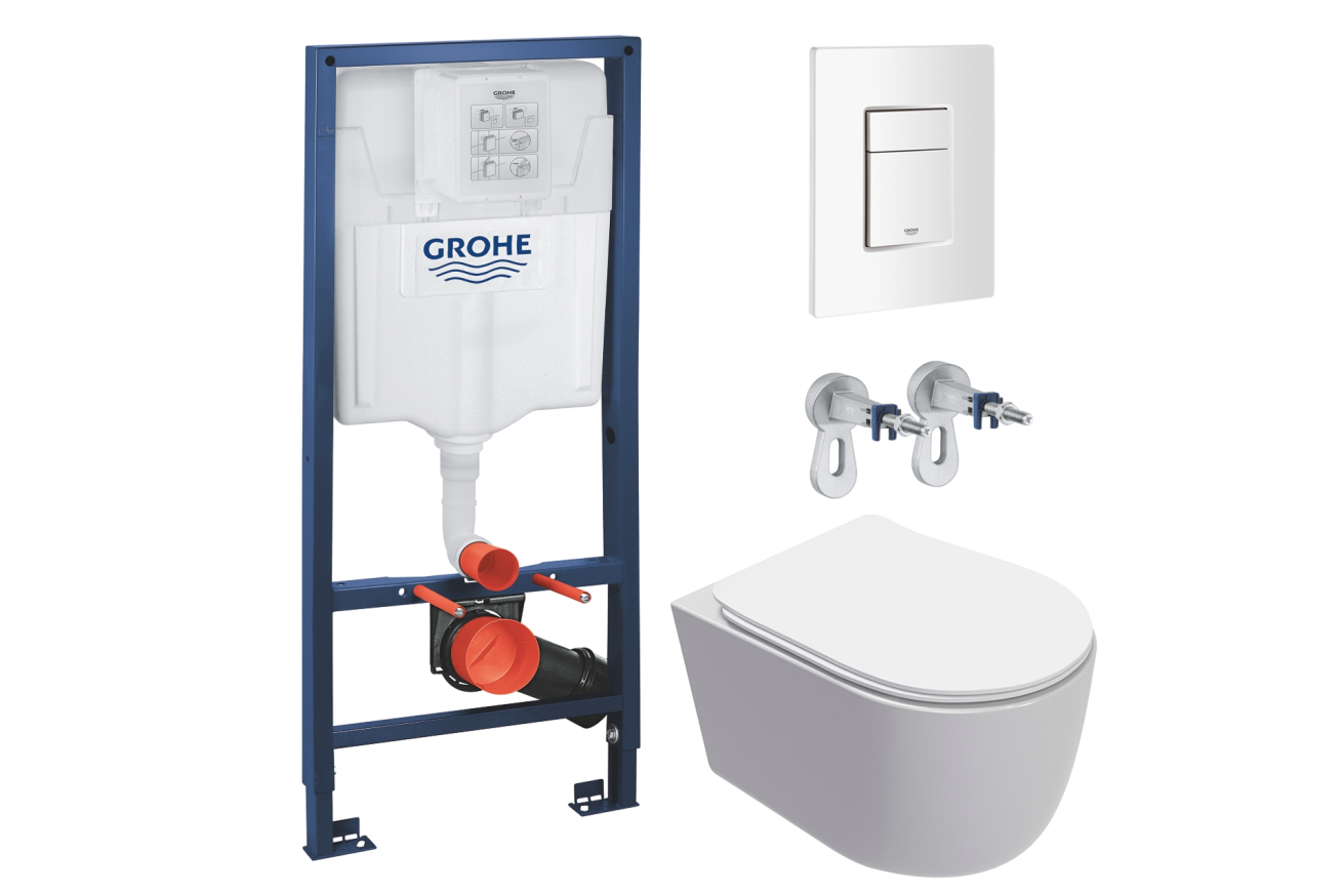 Комплект инсталляции GROHE Rapid SL 38772SH0 с унитазом AQUAme AQM2012 и сиденьем с микролифтом, смыв Quiet (NW0291)
