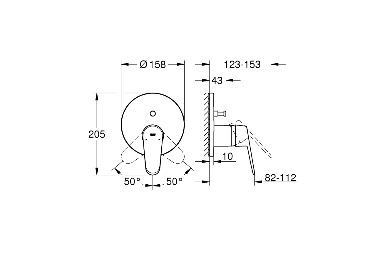 Внешняя часть смесителя для ванны GROHE Eurodisc Cosmopolitan с переключателем на 2 положения, хром (24056002)