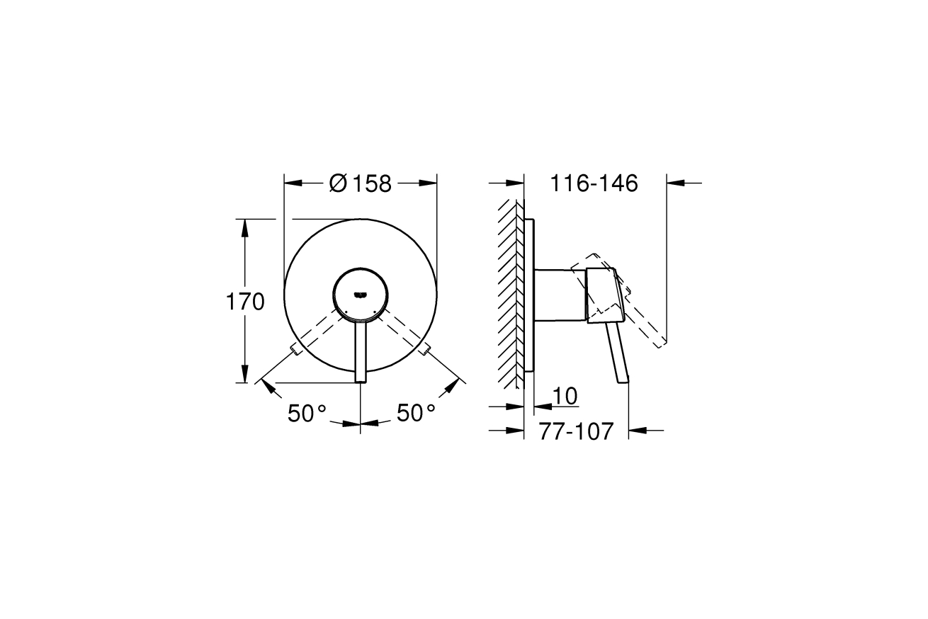 Внешняя часть смесителя для душа GROHE Concetto, хром (24053001)