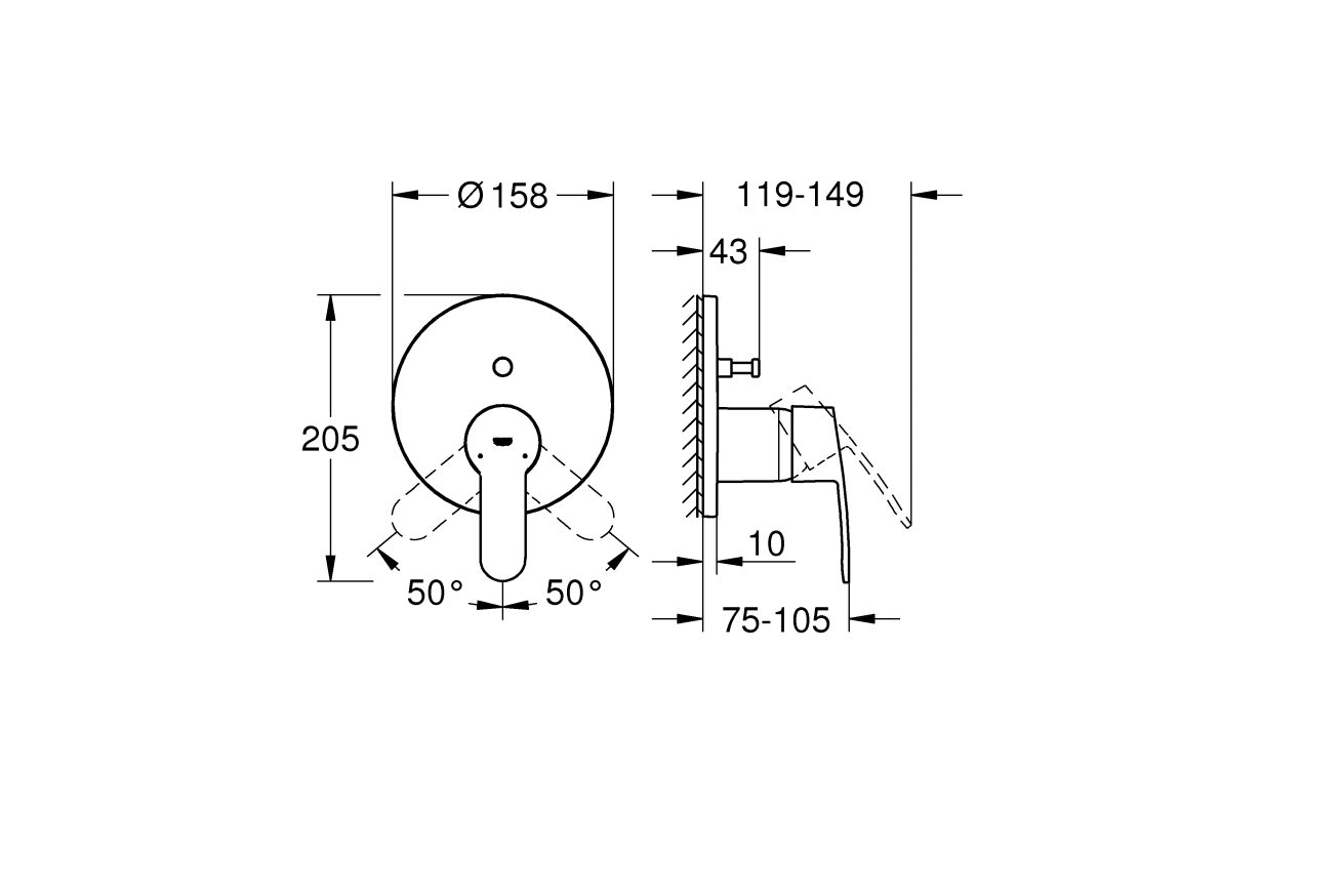 Внешняя часть смесителя для ванны GROHE Eurostyle Cosmopolitan, хром (24052002)