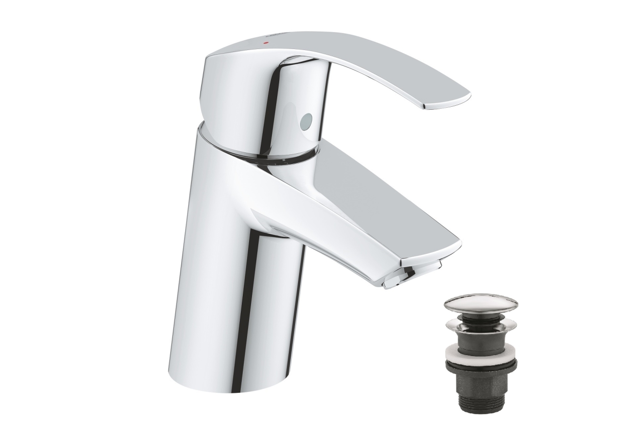 Смеситель для раковины GROHE Eurosmart с нажимным донным клапаном S-Size, хром (23922002)