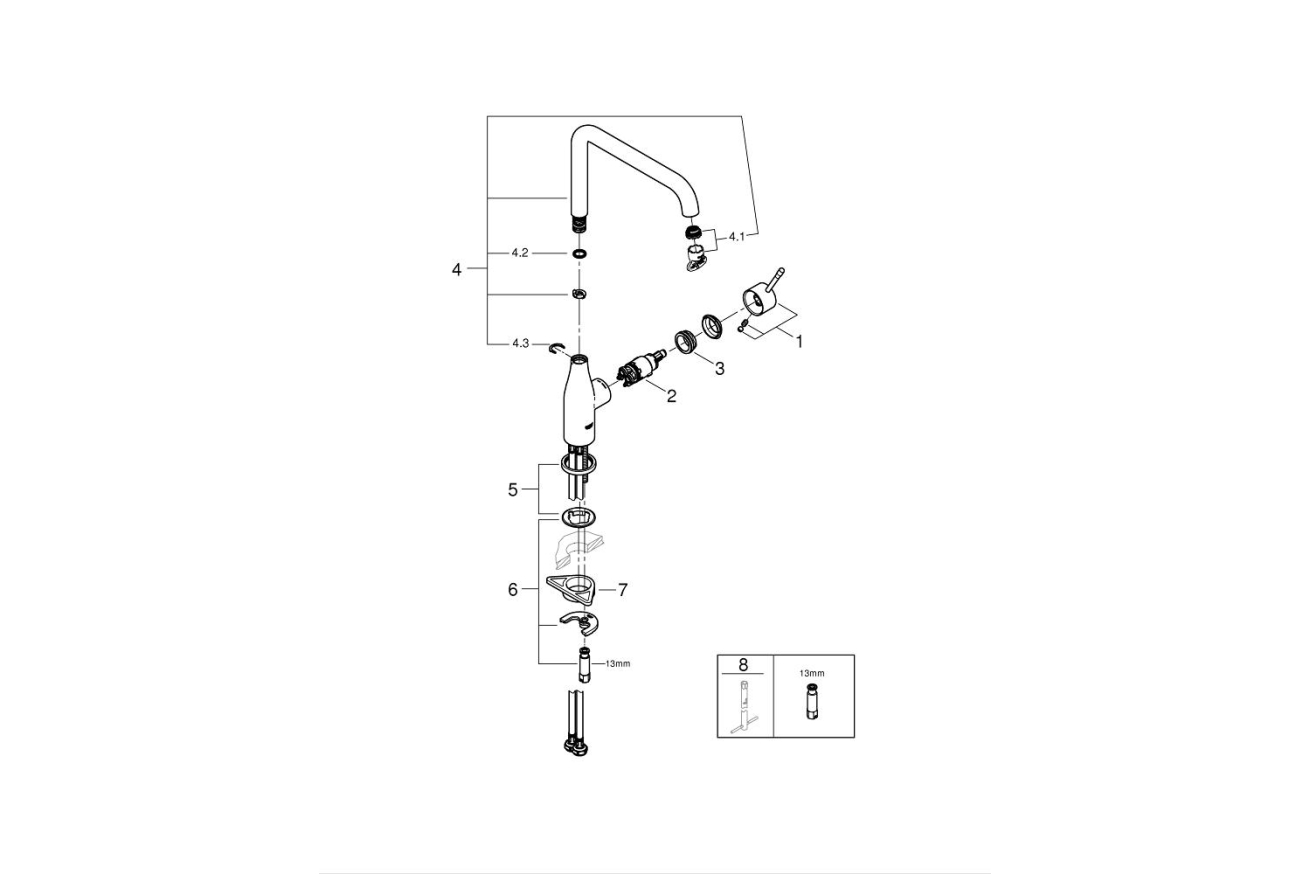 Смеситель для кухни GROHE Essence, хром (30269000)