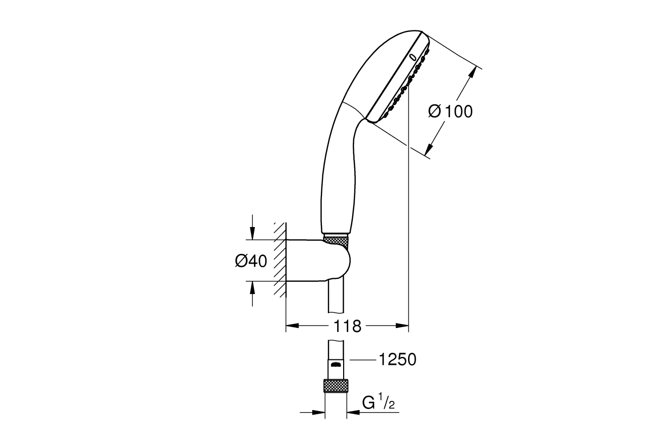 Душевой набор GROHE Tempesta 100, 2 режима, 1250 мм, 5,6 л/мин, хром (2779810E)