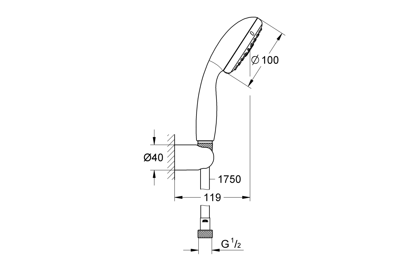 Душевой набор GROHE Tempesta 110, 3 режима, 1750 мм, 9,5 л/мин, хром (27849001)