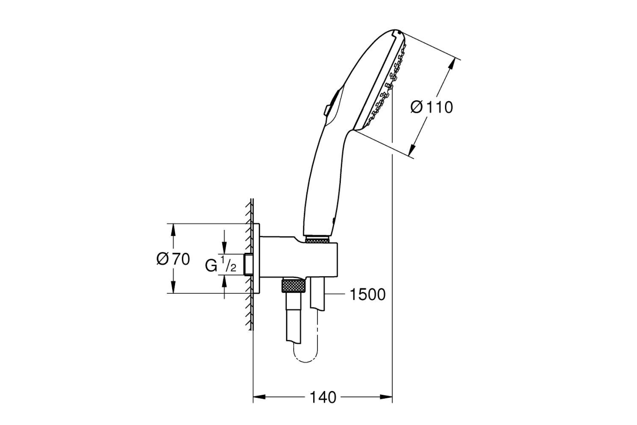 Душевой набор GROHE Tempesta 110, 2 режима, 1500 мм, 7,4 л/мин, хром (26406003)