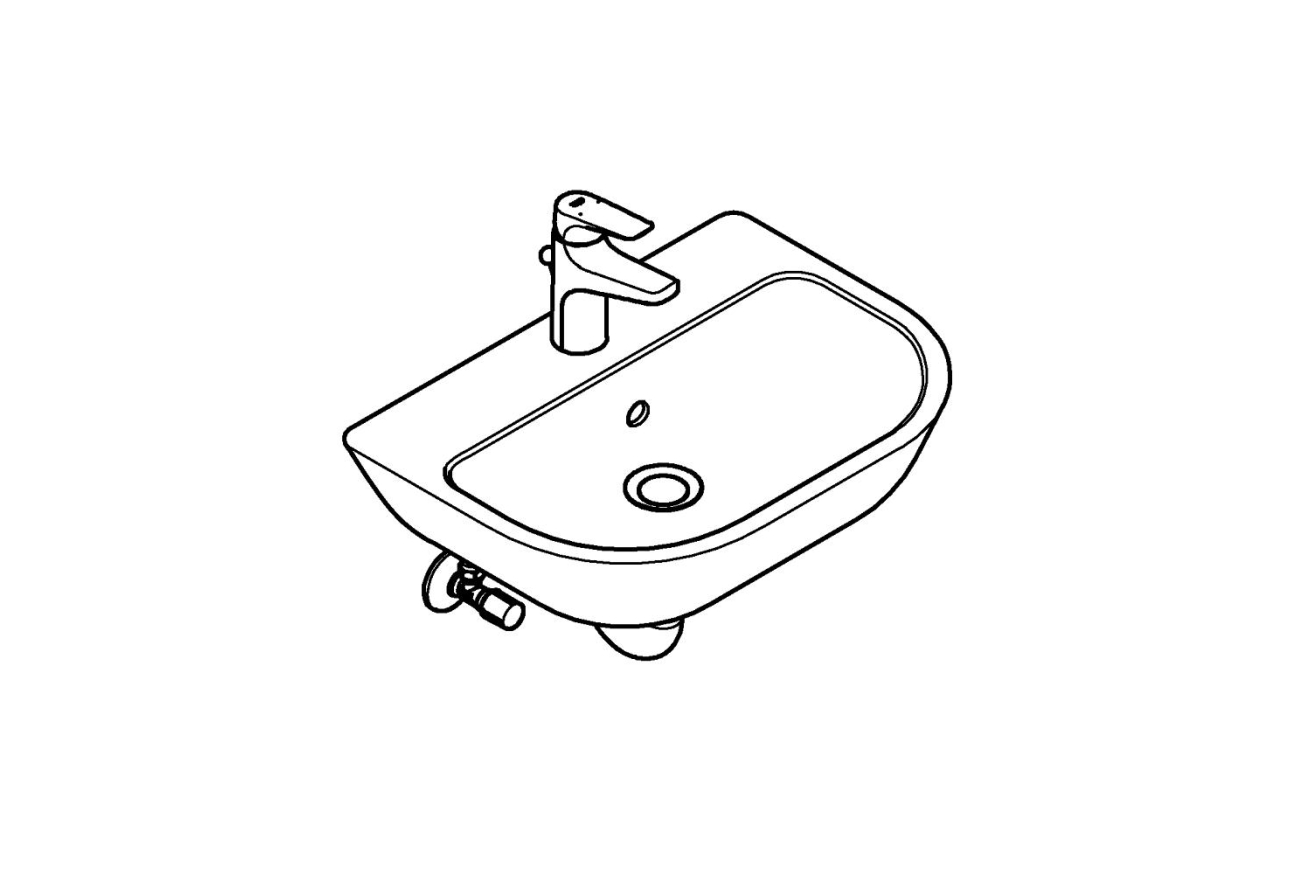 Набор для ванной: раковина, смеситель StartFlow и сифон, GROHE Bau Ceramic (39472000)