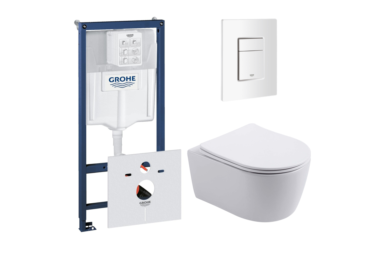 Комплект инсталляции GROHE 38772SH0 с унитазом Aquatek ЕВРОПА New и сиденьем с микролифтом (NW0197)