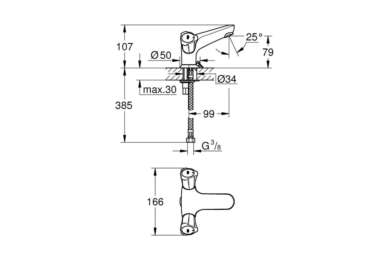 Смеситель для раковины GROHE Costa L, хром (21100001)