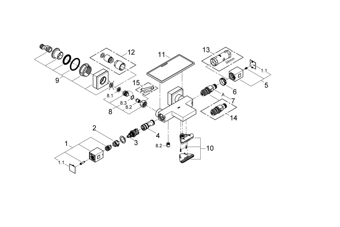 Термостат для ванны GROHE Grohtherm Cube, хром (34502000)