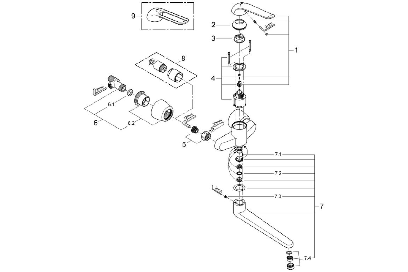 Смеситель для раковины GROHE Euroeco Special, хром (32775000)