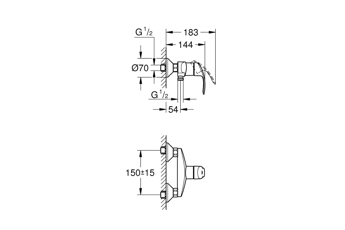 Смеситель для душа GROHE Eurosmart, хром (33555002)