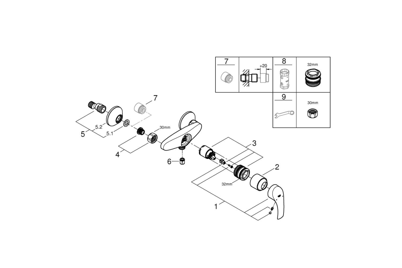 Смеситель для душа GROHE Eurosmart, хром (33555002)