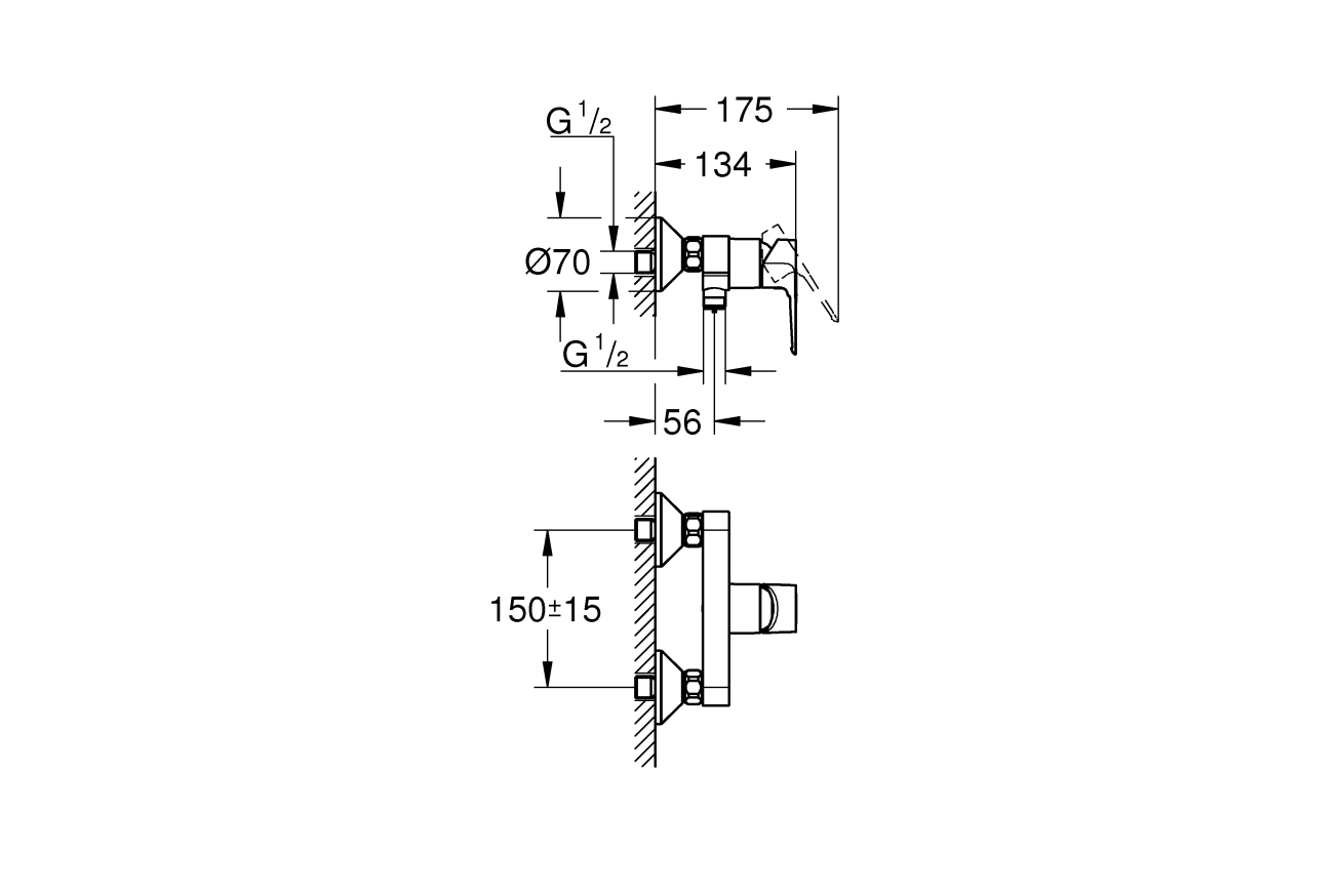 Смеситель для душа GROHE BauLoop, наружный, хром (23633001)