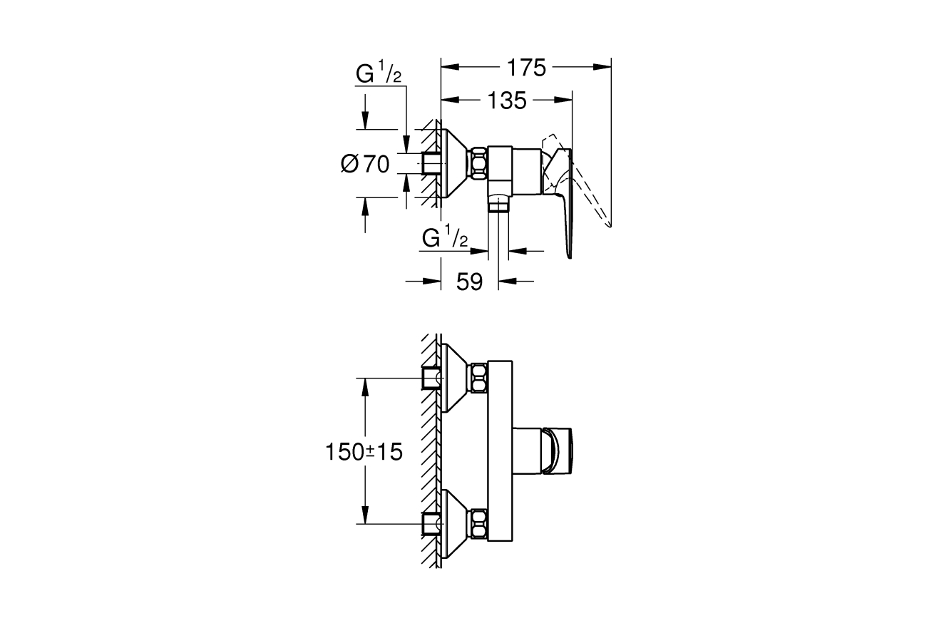 Смеситель для душа GROHE BauEdge, хром (23635001)