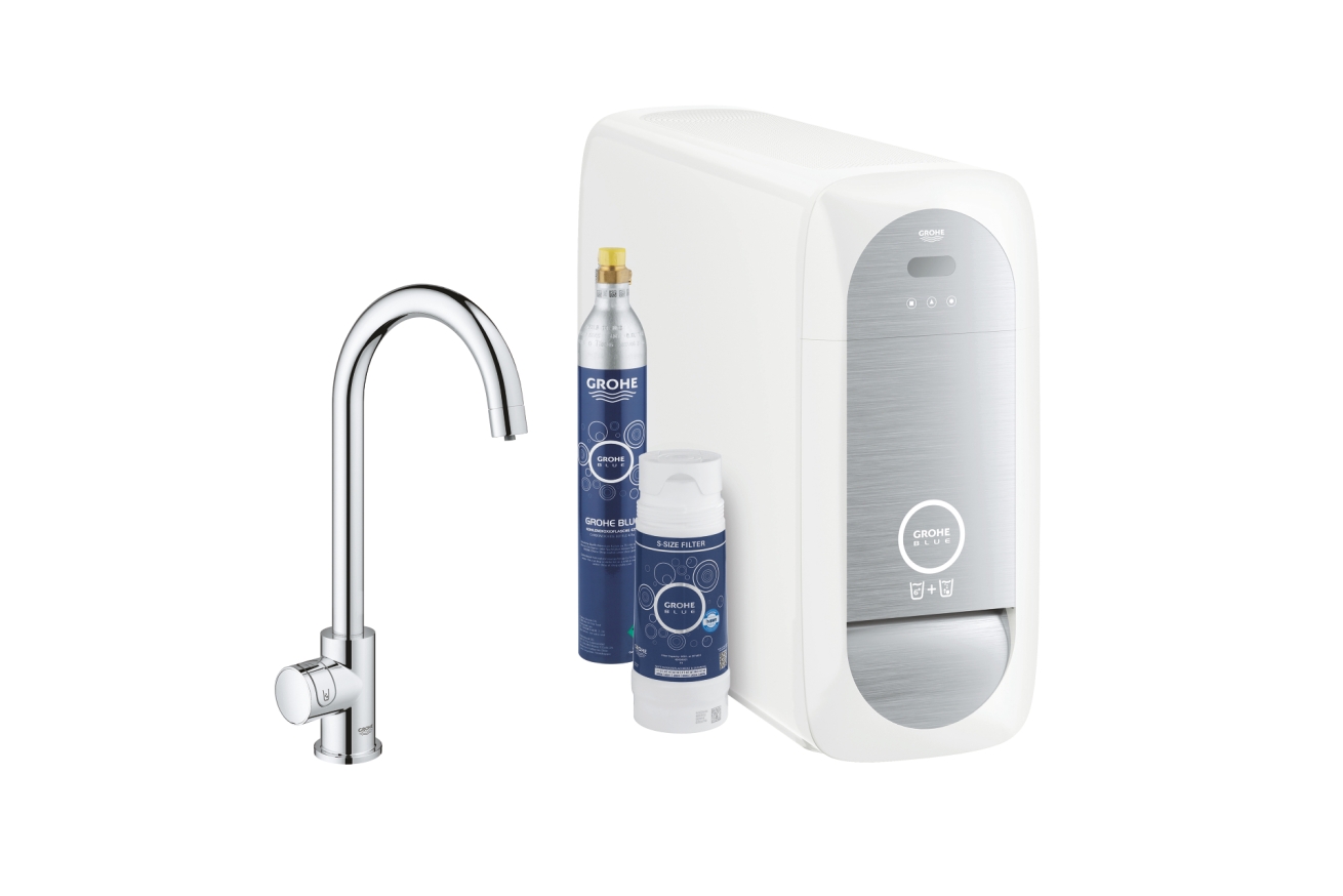 Кран для кухонной мойки GROHE Blue Home Mono с системой фильтрации, охлаждения и газирования воды, Wi-Fi, хром (31498001)