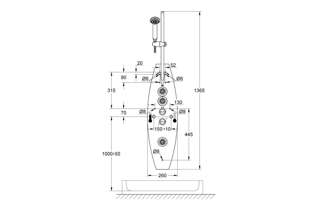 Душевая панель GROHE Aquatower 2000, настенный монтаж, хром