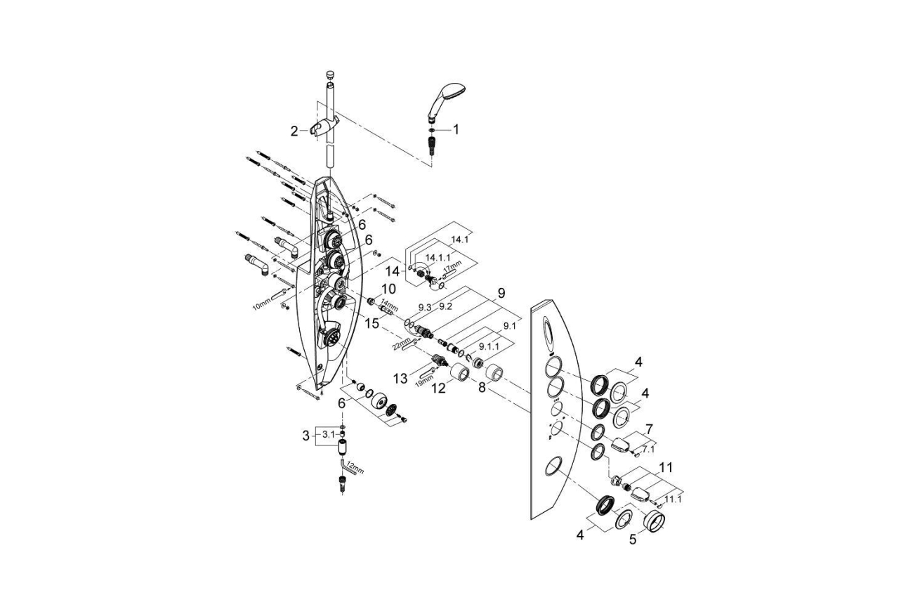 Душевая панель GROHE Aquatower 2000, настенный монтаж, хром