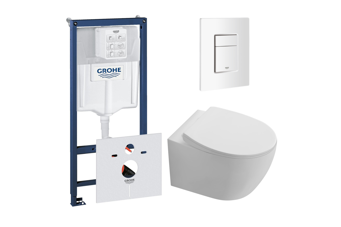 Комплект инсталляции GROHE Rapid SL 38772SH0 с унитазом Aquatek СИРИУС AQ1582T-00 и сиденьем с микролифтом (NW0331)
