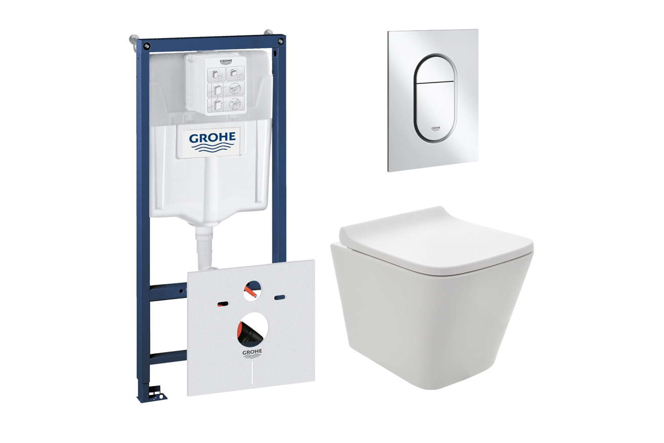 Комплект инсталляции GROHE NW0145/S с унитазом AQUAme AQM2004 и сиденьем с микролифтом (NW0184)