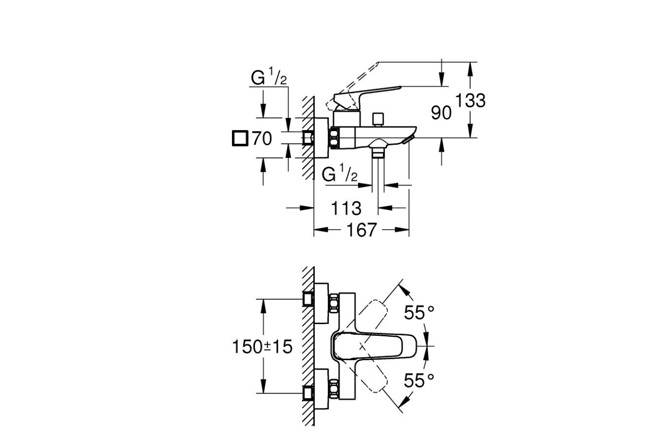 Смеситель для ванны GROHE Cubeo, черный матовый (1018132430)