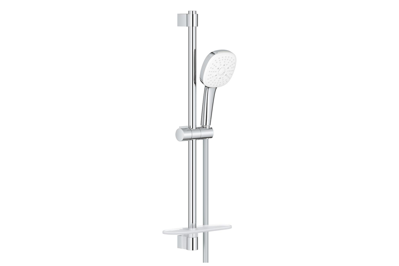 Душевой гарнитур GROHE Tempesta Cube 110 с мыльницей, 3 режима струи, душевая штанга 600 мм, 7,4 л/мин, хром (27576003)