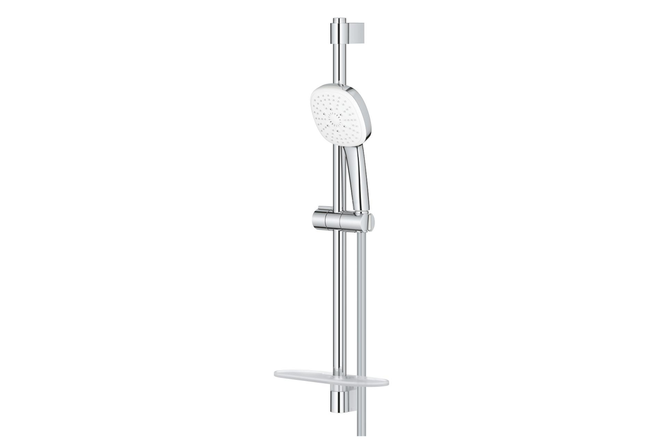 Душевой гарнитур GROHE Tempesta Cube 110 с мыльницей, 3 режима струи, душевая штанга 600 мм, 7,4 л/мин, хром (27576003)