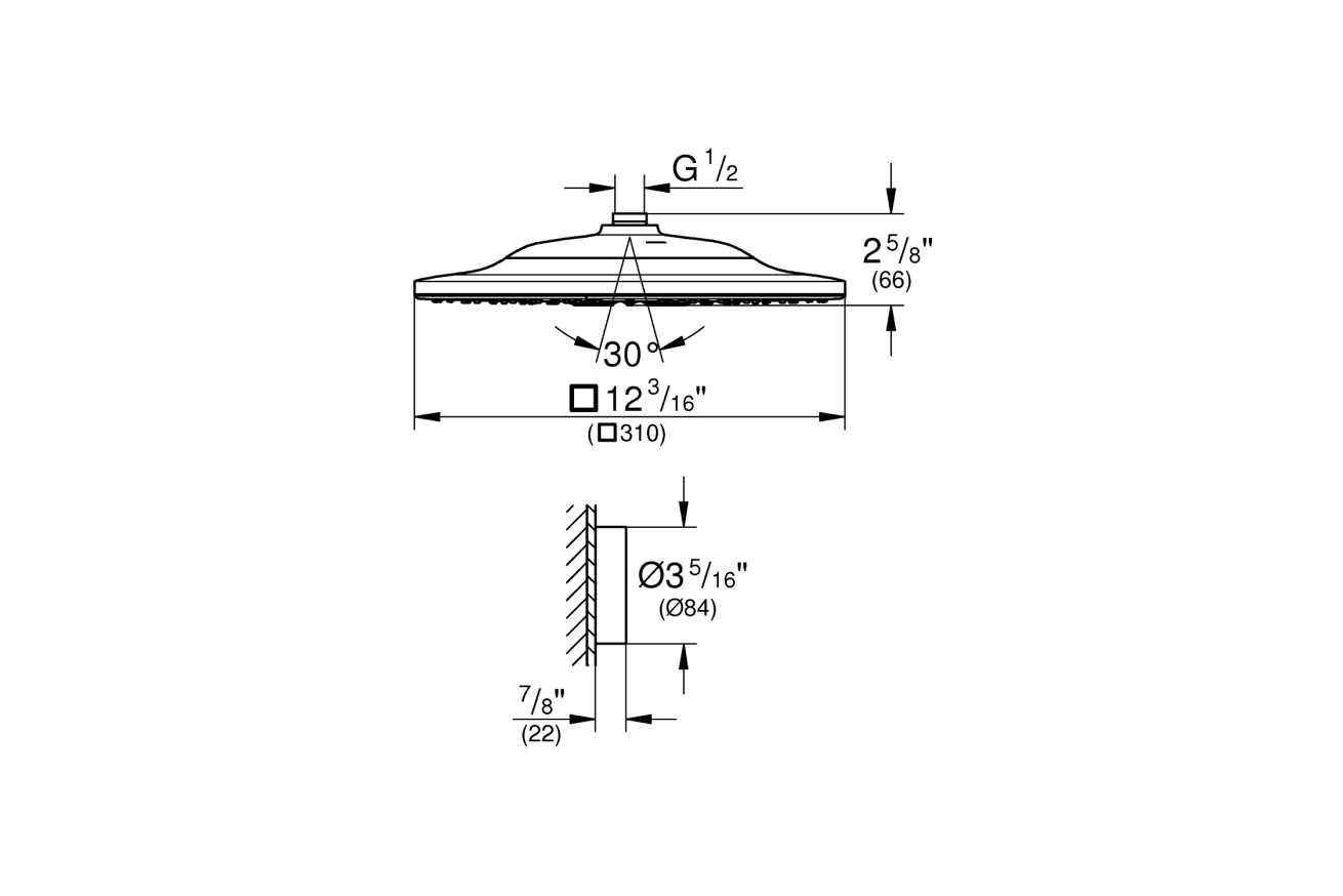 Верхний душ GROHE Rainshower 310 SmartConnect, 9,5 л/мин, 2 режима, хром (26643000)