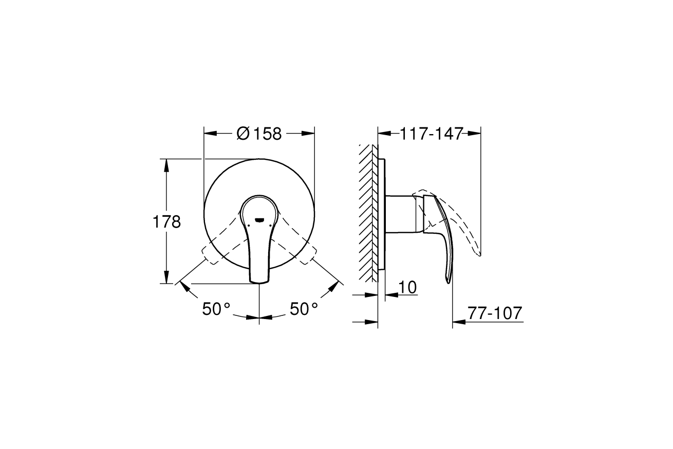 Внешняя часть смесителя для душа GROHE Eurosmart, хром (24042002)