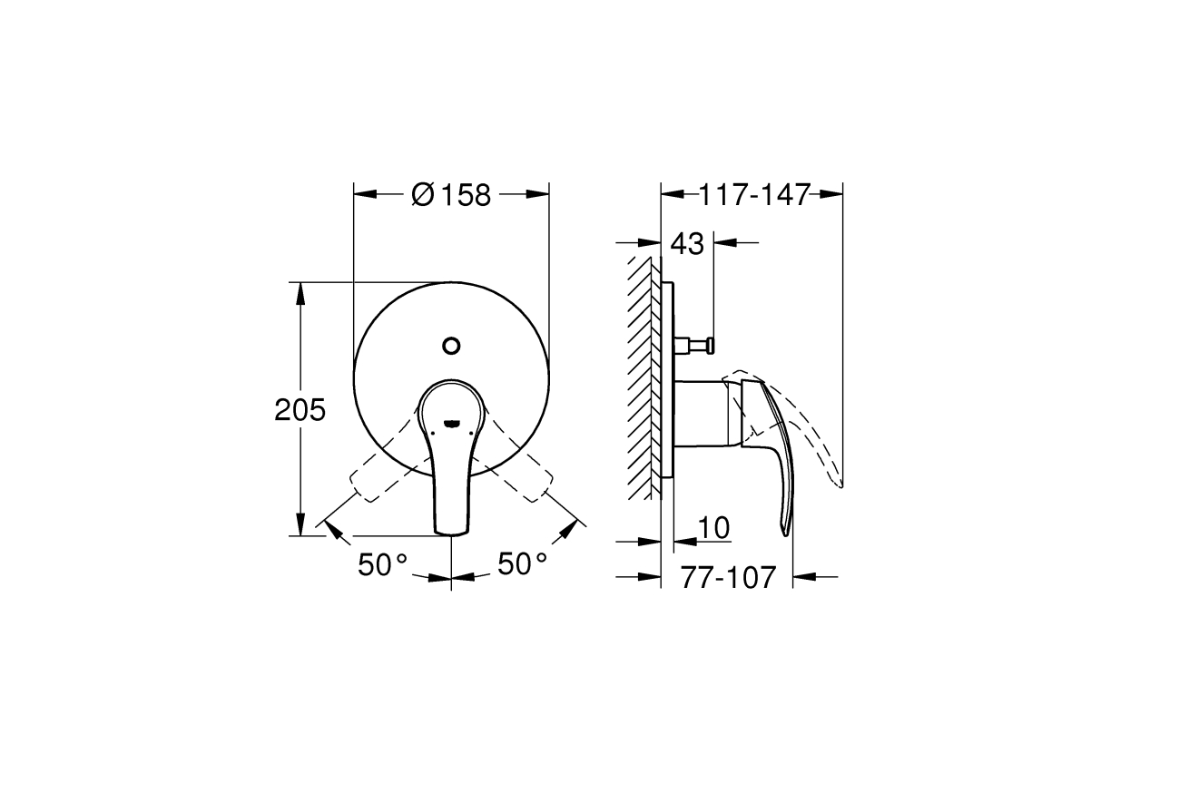 Внешняя часть смесителя для ванны GROHE Eurosmart, хром (24043002)