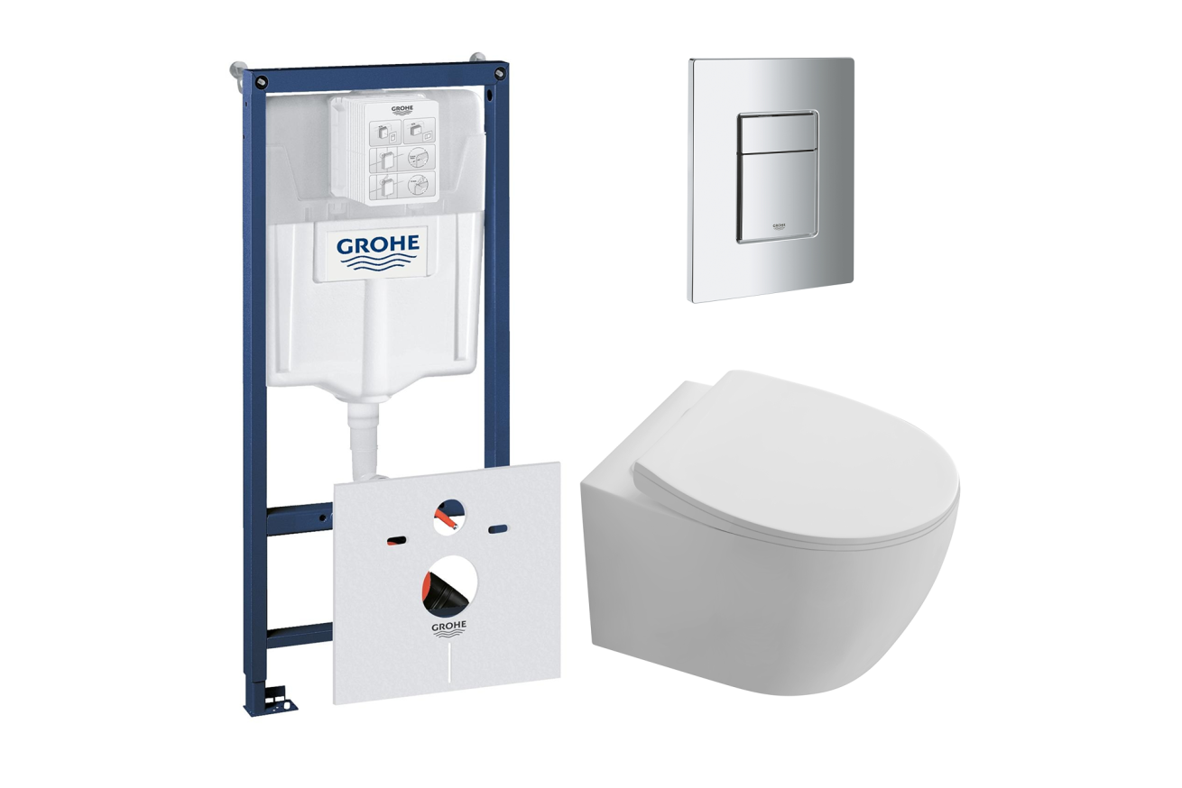 Комплект инсталляции GROHE Rapid SL 38775001 с унитазом Aquatek СИРИУС AQ1582T-00 и сиденьем с микролифтом (NW0333)