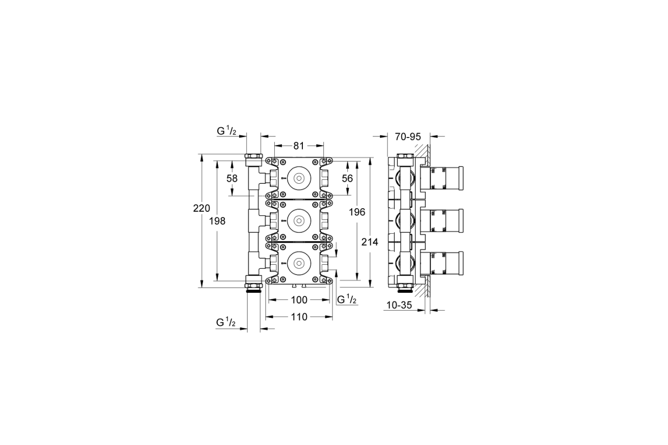 Встраиваемая часть переключателя потоков GROHE Rapido C для Grohtherm F на 3 выхода (35031000)