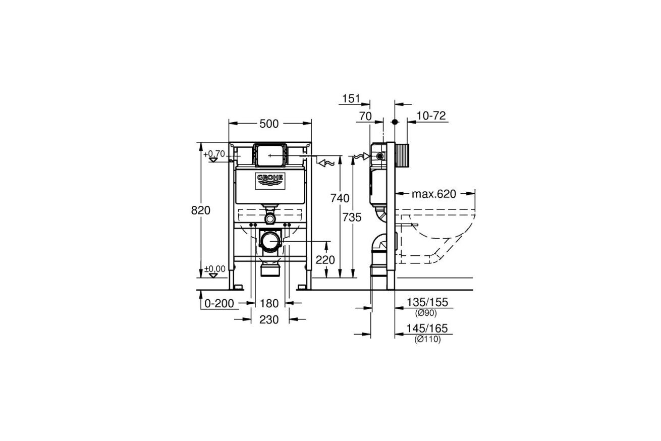 Система инсталляции для унитаза, GROHE Rapid SL (38526000)