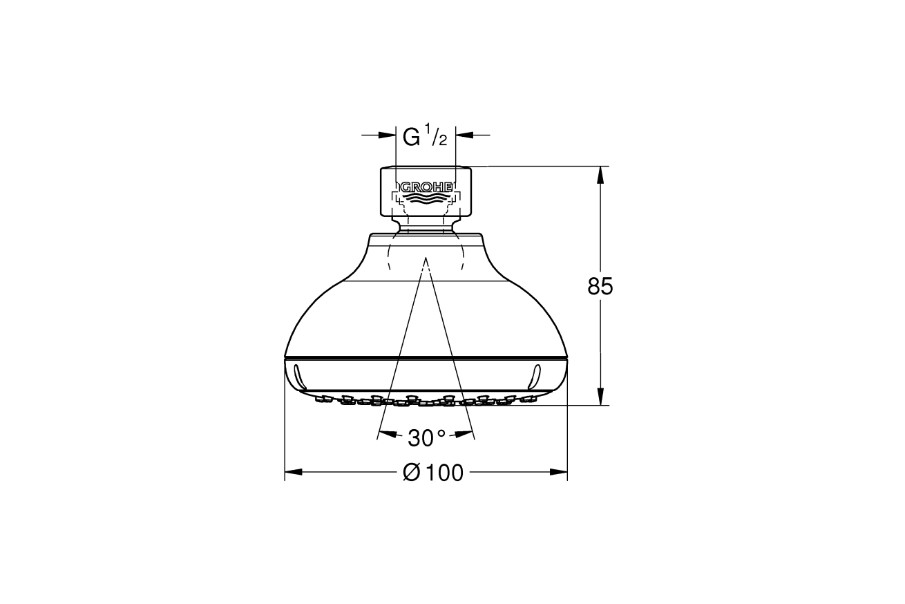 Верхний душ GROHE New Tempesta 100 I, 5,7 л/мин, 1 режим, хром (26050001)