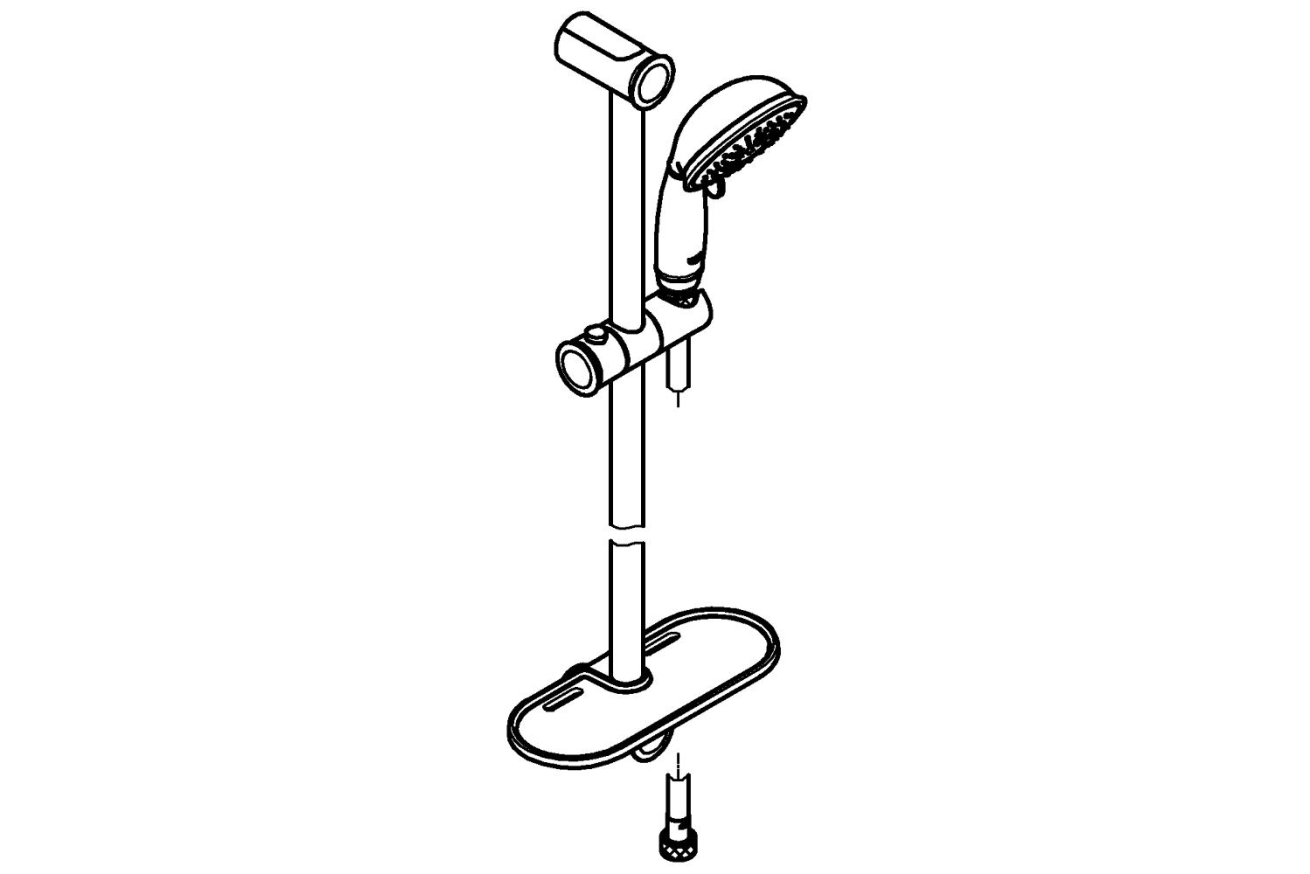 Душевой гарнитур GROHE Tempesta Rustic 100 с мыльницей, 4 режима струи, душевая штанга 600 мм, 9,5 л/мин, хром (27609001)